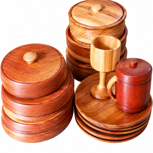 Wooden plates and cups